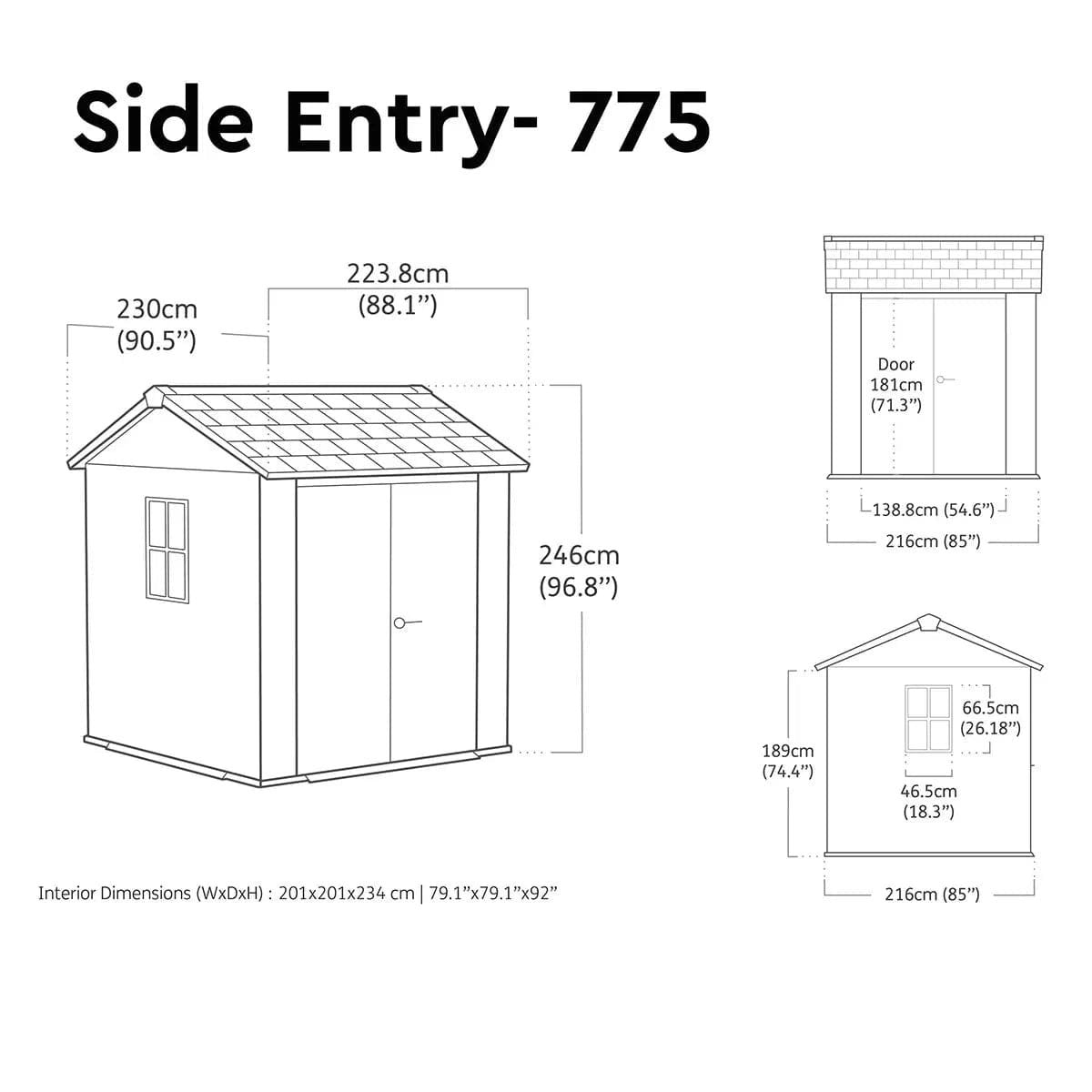 Keter Newton Plus Vertical 7×7.5 ft Apex Grey Plastic 2 door Shed with floor & 2 windows (Base included)