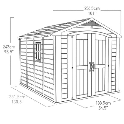 Keter 8’x11′ Factor Heavy Duty Plastic Garden Shed – Beige