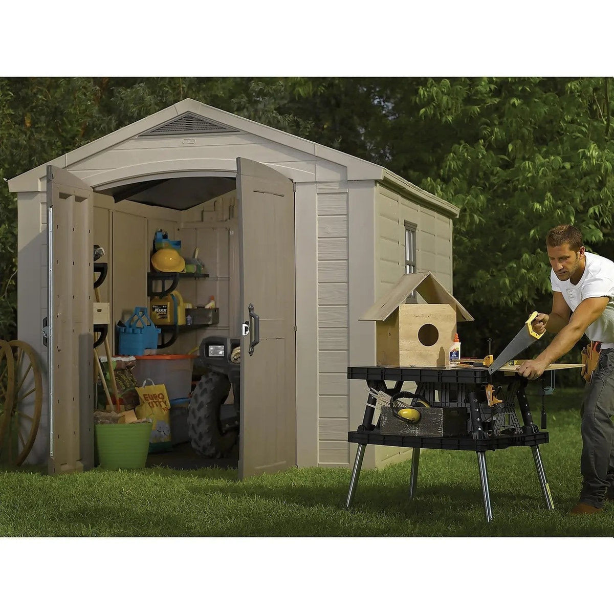 Keter 8’x11′ Factor Heavy Duty Plastic Garden Shed – Beige