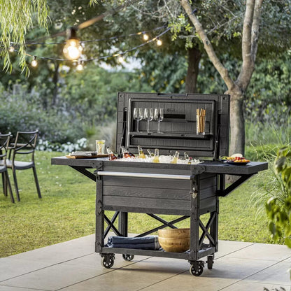 Keter 85 Litre Patio Cooler and Beverage Cart – Ashwood