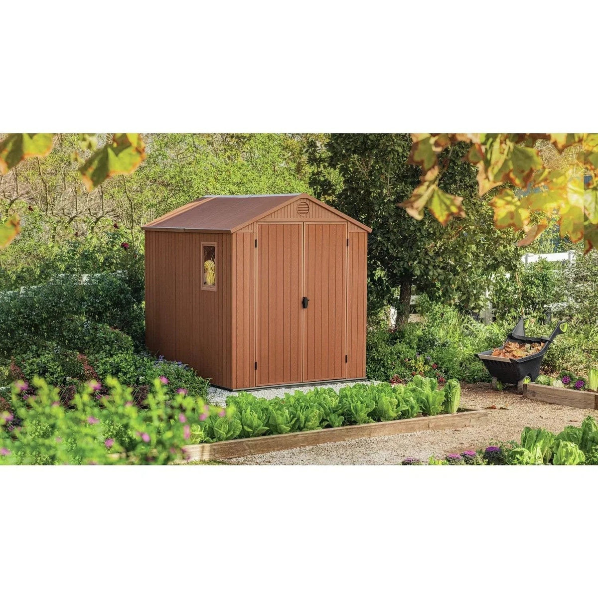 Keter Darwin 8×6 ft Apex Plastic 2 door Shed with floor & 1 window