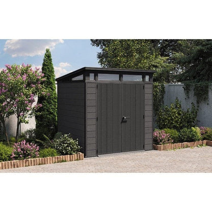 Keter Artisan 7×7 ft Pent Grey Plastic 2 door Shed with floor & 1 window