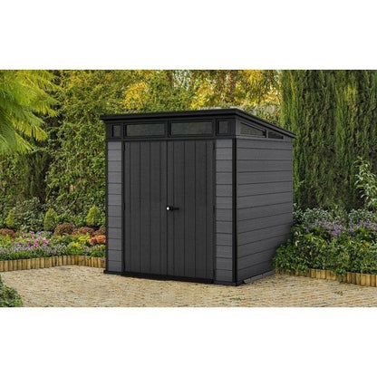 Keter Artisan 7×7 ft Pent Grey Plastic 2 door Shed with floor & 1 window