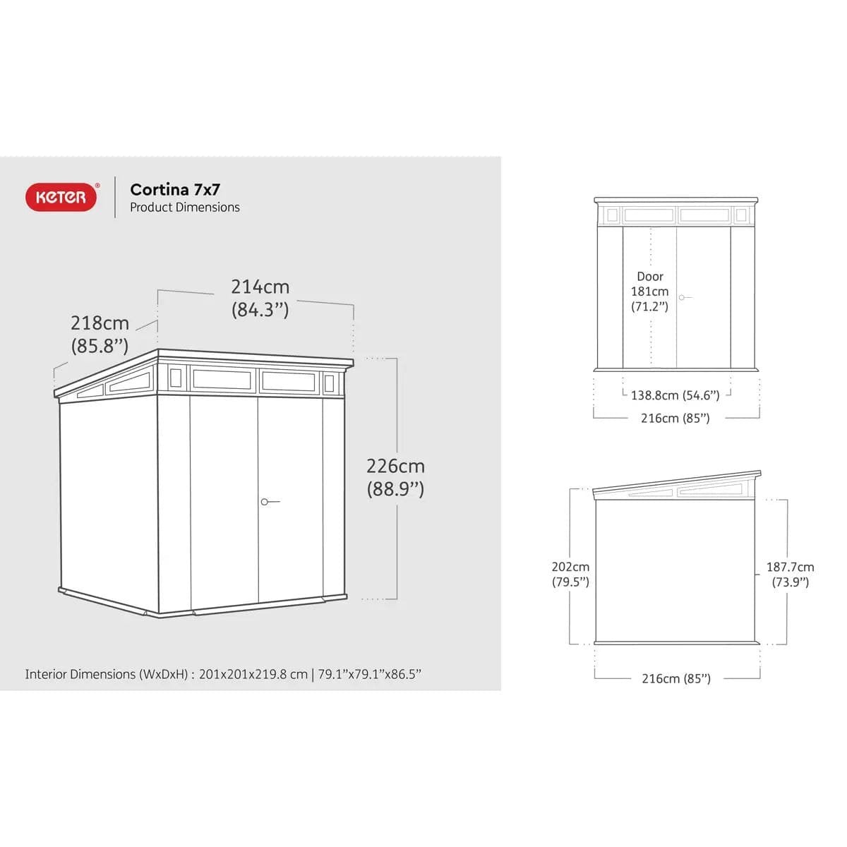 Keter Artisan 7×7 ft Pent Grey Plastic 2 door Shed with floor & 1 window