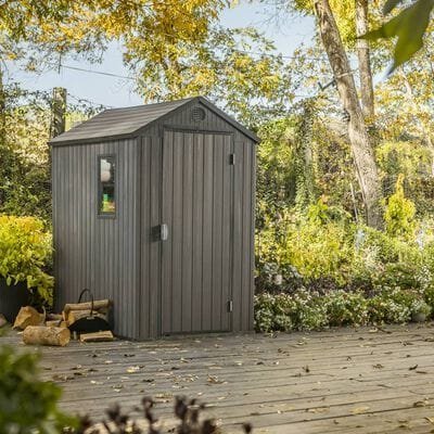 Keter 4’x6′ Darwin Heavy Duty Plastic Garden Shed – Grey