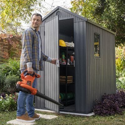 Keter 4’x6′ Darwin Heavy Duty Plastic Garden Shed – Grey