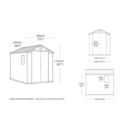Keter 6’x8′ Darwin Heavy Duty Plastic Garden Shed – Green