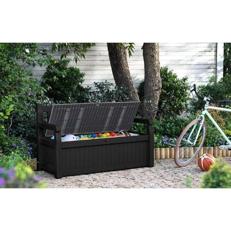 Keter Eden 265L Plastic Storage Bench – Dark Grey