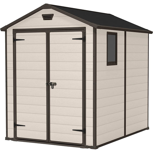 Keter 6′ x 8′ Manor Plastic Garden Storage Shed – Beige