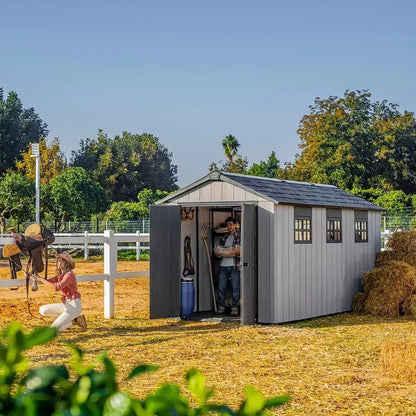 Keter 7.5′ x 15′ Oakland Heavy Duty Plastic Shed – Grey
