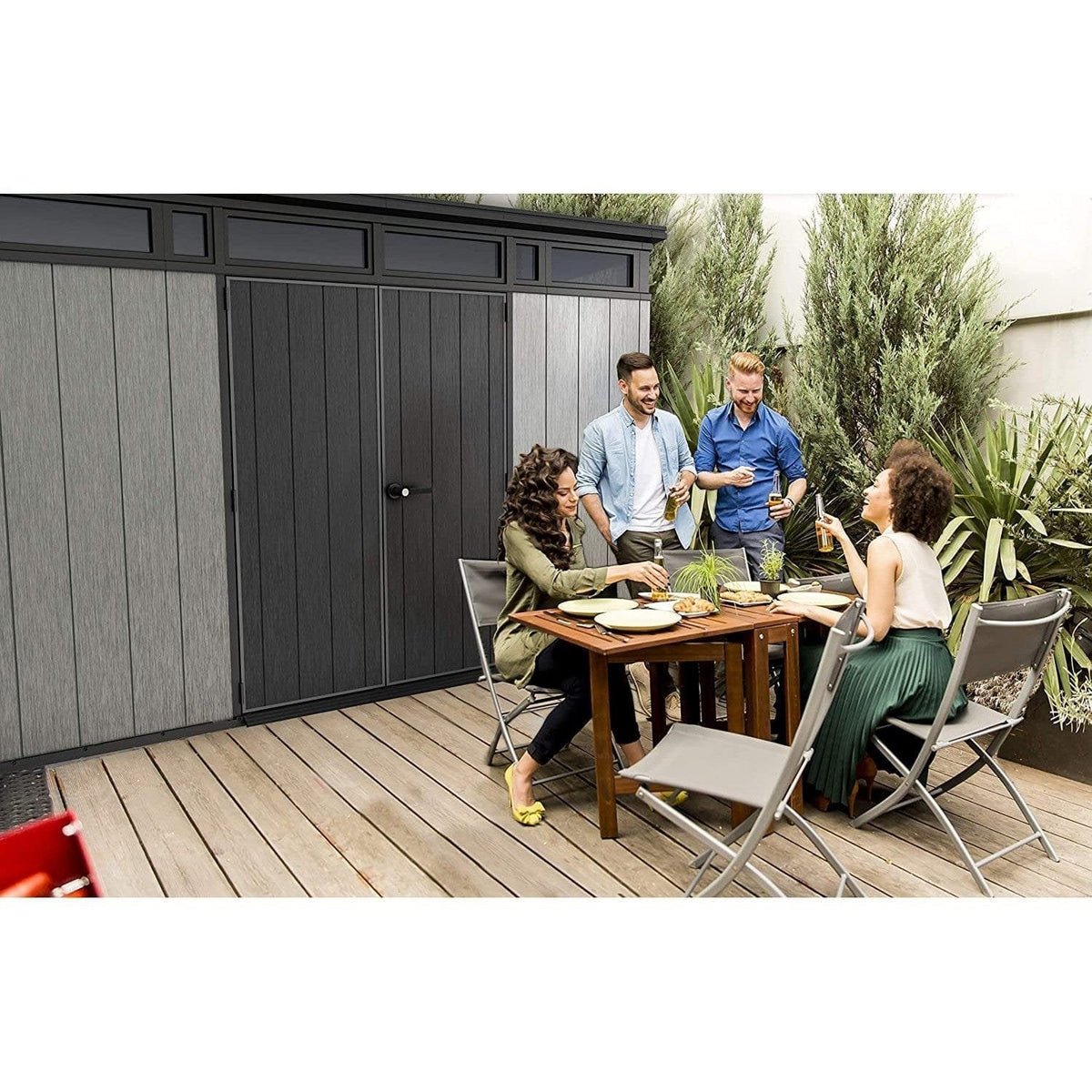Keter Artisan 7×11 ft Pent Grey Plastic 2 door Shed with floor & 1 window