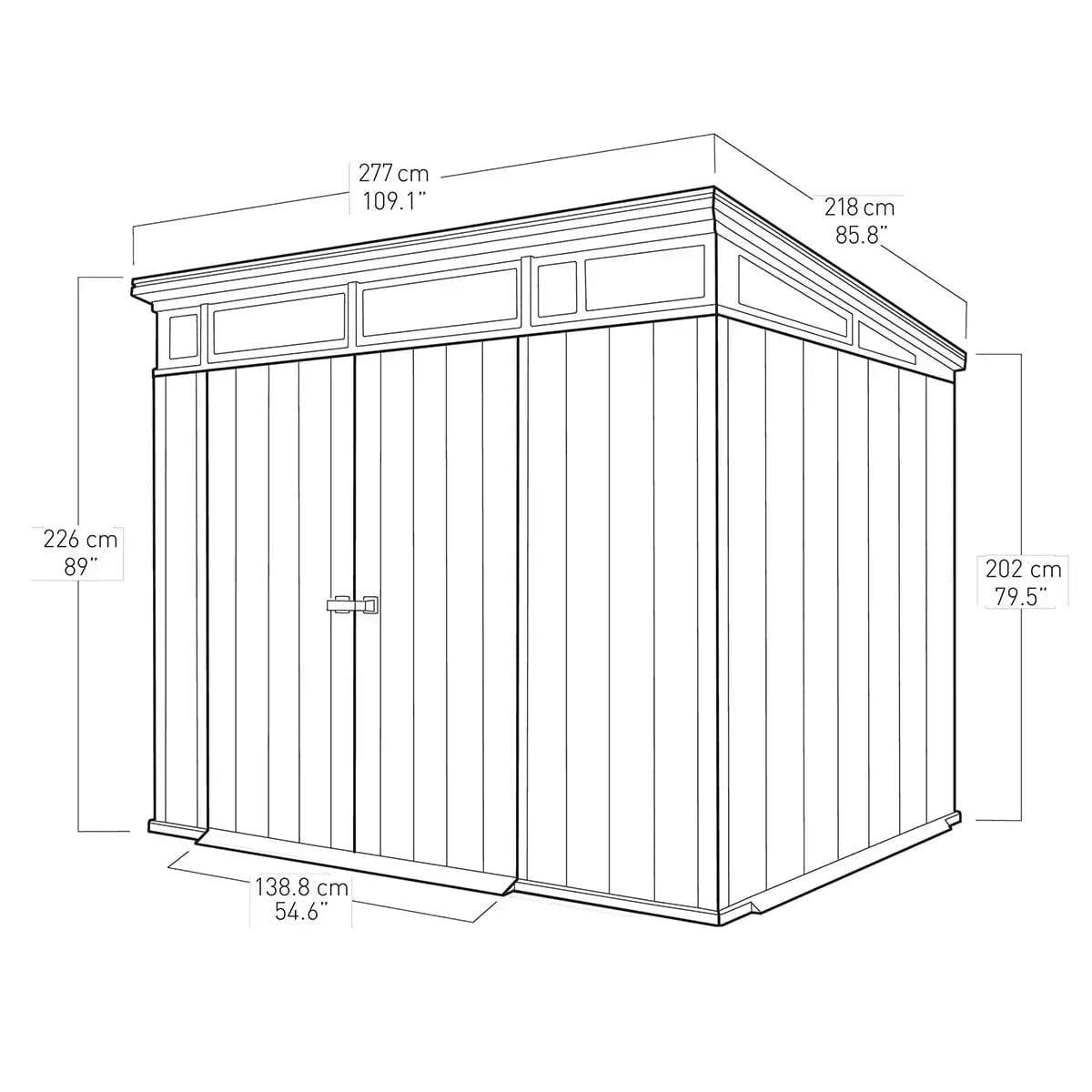 Keter Artisan 9×7 ft Pent Grey Plastic 2 door Shed with floor & 1 window