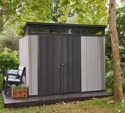 Keter Artisan 9×7 ft Pent Grey Plastic 2 door Shed with floor & 1 window