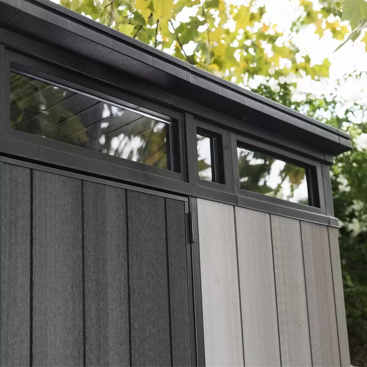 Keter Artisan 9×7 ft Pent Grey Plastic 2 door Shed with floor & 1 window