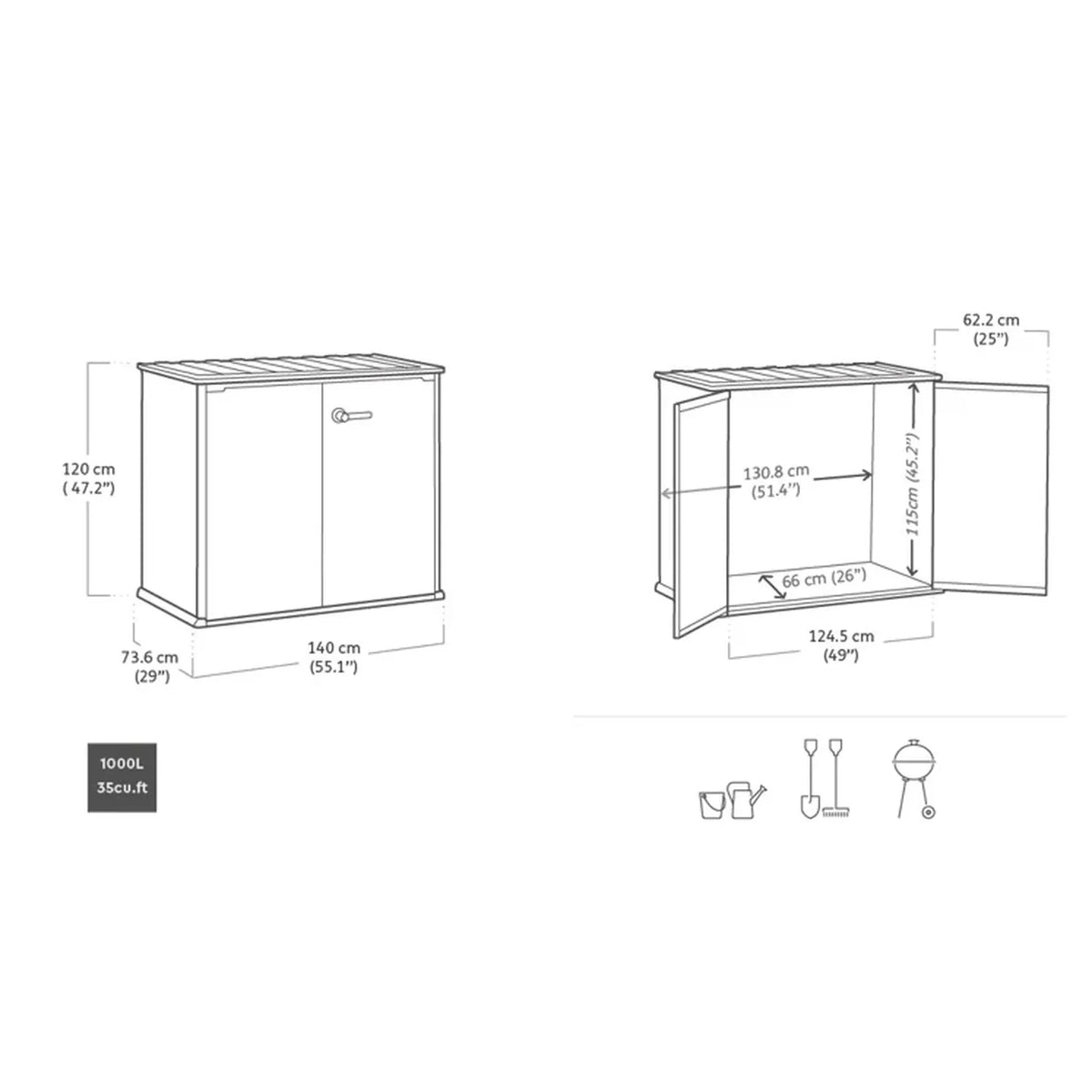 Keter Cortina Bella 4′ x 2′ Plastic Vertical Storage Shed