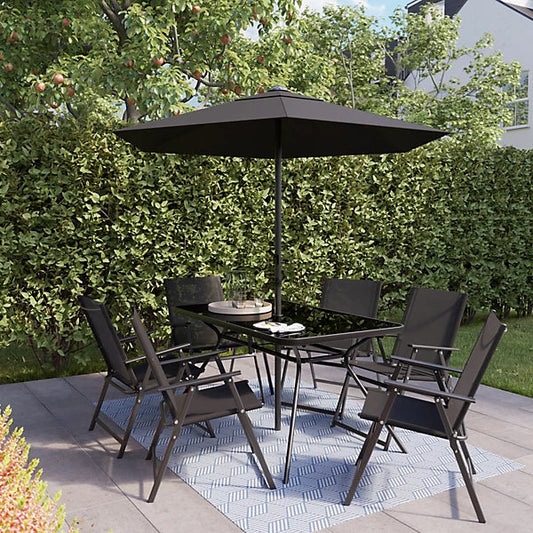 Bahama Matt Black Metal 6 Seater Dining set