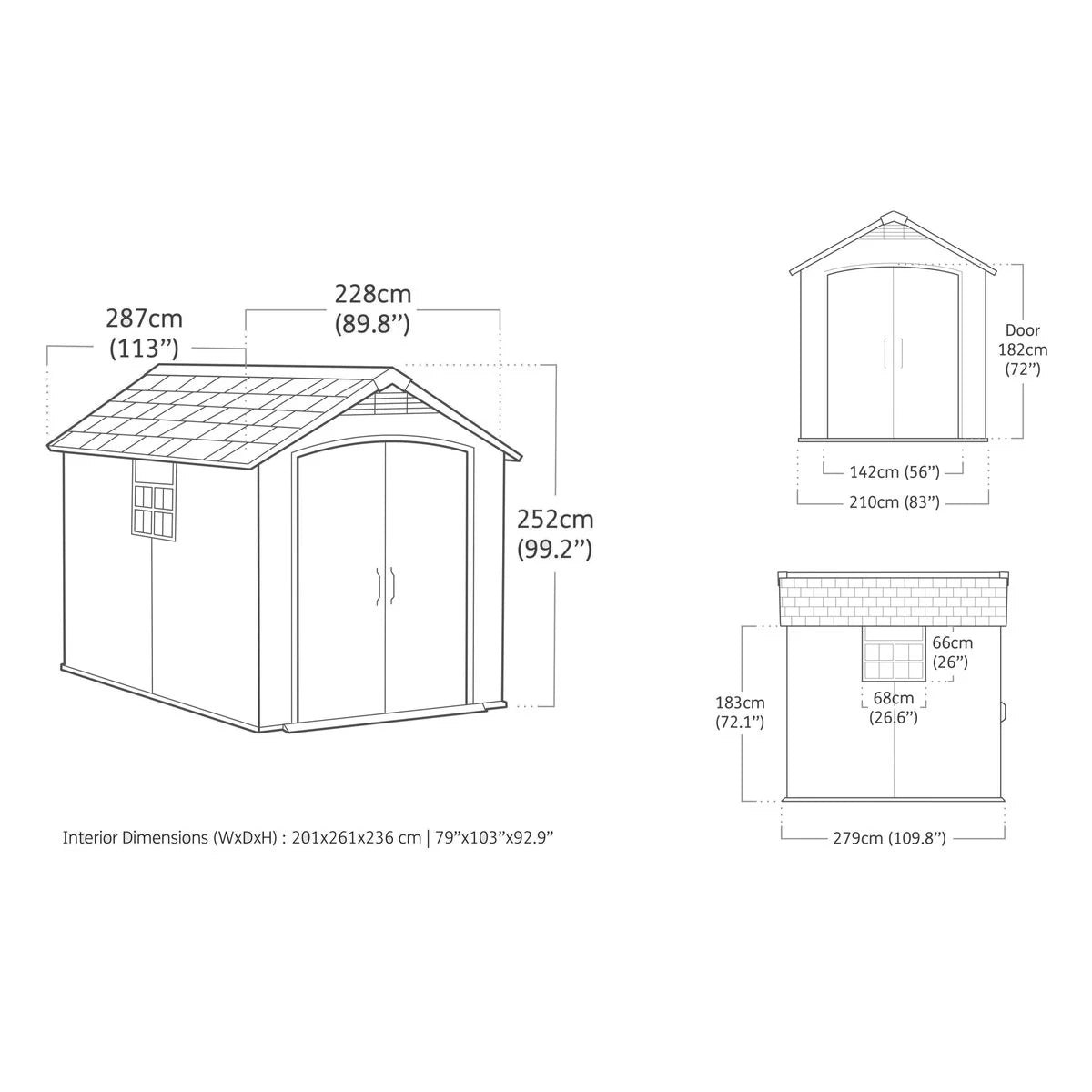 Keter 7.5’x9′ Premier Heavy Duty Plastic Shed – Grey