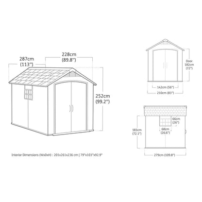 Keter 7.5’x9′ Premier Heavy Duty Plastic Shed – Grey