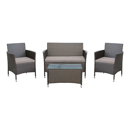 Derry Matt Light black Rattan effect 4 Seater Coffee set