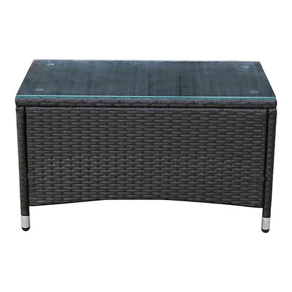 Derry Matt Light black Rattan effect 4 Seater Coffee set