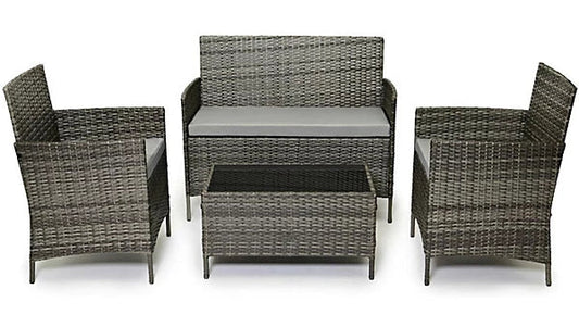 EVRE Grey Rattan Garden Furniture Set Patio Conservatory Balcony Outdoor 4 Seater