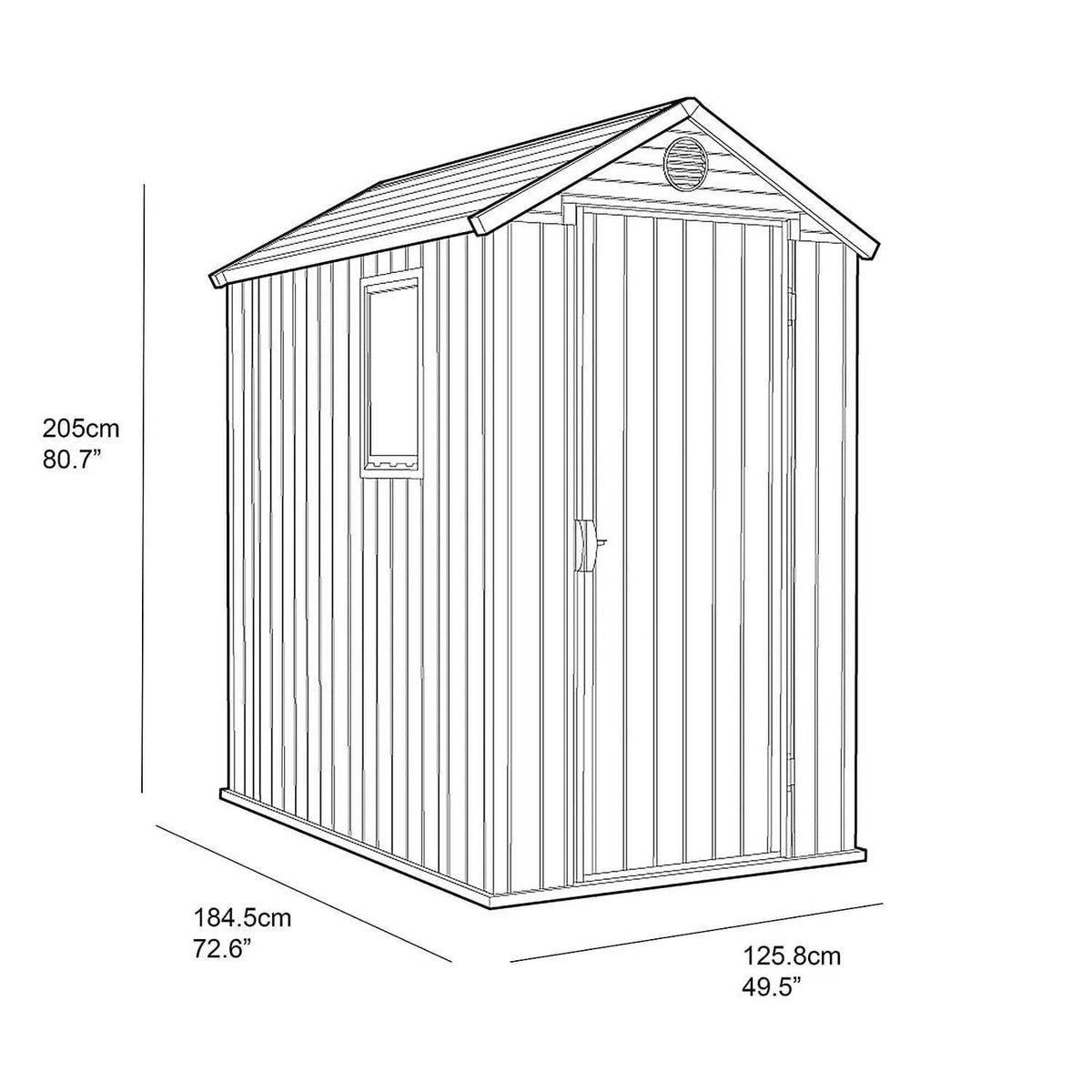 Keter 4’x6′ Darwin Heavy Duty Plastic Garden Shed – Grey