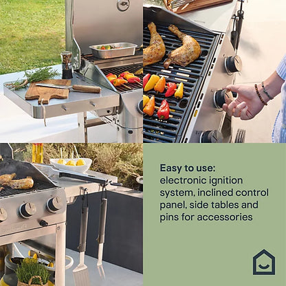 GoodHome Powell 4 burner Gas BBQ, White