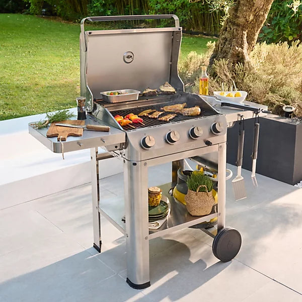 GoodHome Powell 4 burner Gas BBQ, White