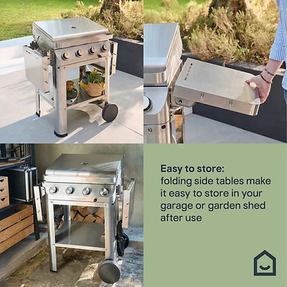 GoodHome Powell 4 burner Gas BBQ, White