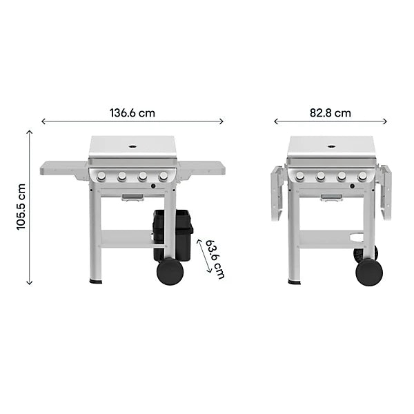 GoodHome Powell 4 burner Gas BBQ, White