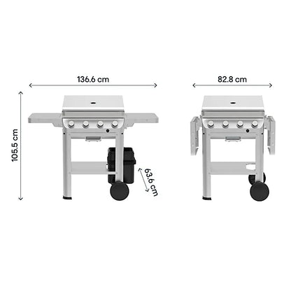 GoodHome Powell 4 burner Gas BBQ, White