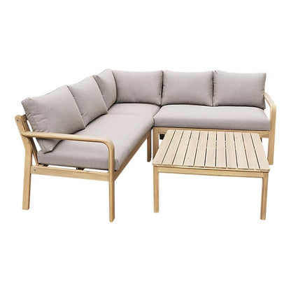 GoodHome Riveo Natural 5 Seater Modular corner Garden furniture set