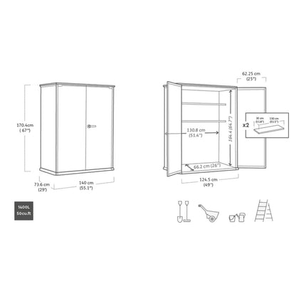 Keter 4’x2′ Cortina Alto Heavy Duty Vertical Plastic Garden Shed with Shelves