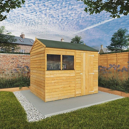 Mercia Overlap 8×6 ft Reverse apex Wooden Shed with floor & 2 windows