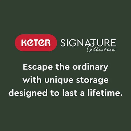 Keter Signature 7×11 ft Pent Walnut Plastic 2 door Shed with floor & 8 windows