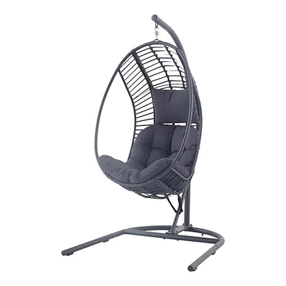 Maeria Dark grey Metal Hanging egg chair