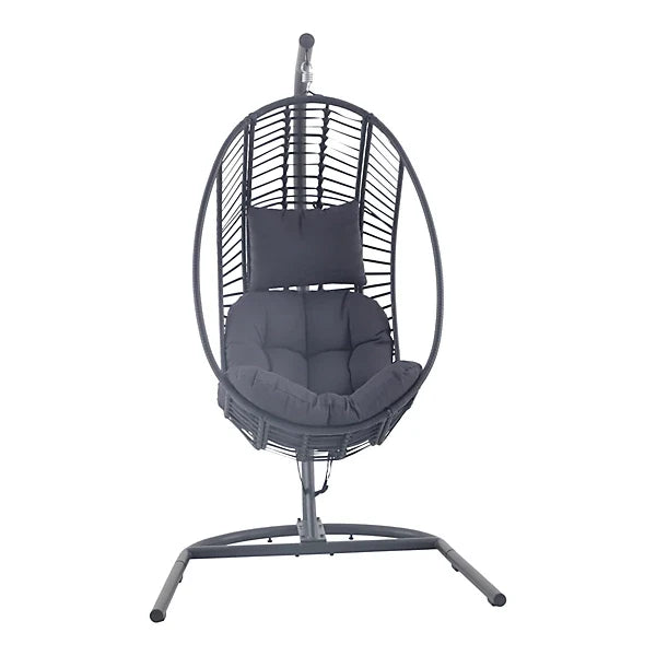 Maeria Dark grey Metal Hanging egg chair