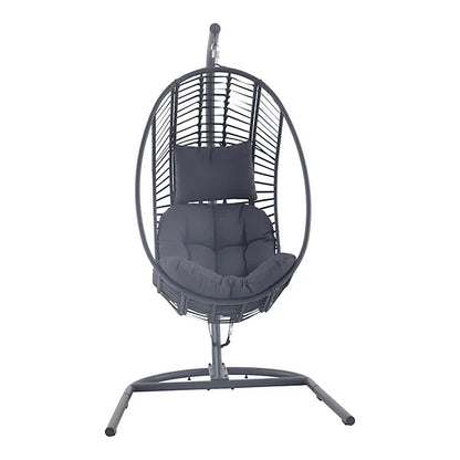 Maeria Dark grey Metal Hanging egg chair