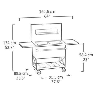 Keter 85 Litre Patio Cooler and Beverage Cart – Ashwood
